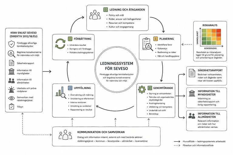Diagram över ett ledningssystem för Seveso